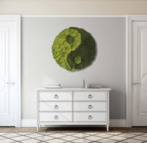 Картина SmartBotanica "Инь-Ян" из стабилизированного мха диаметр 40 см