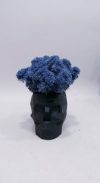 Стабілізований мох Череп синій Kora_Bog в бетонному кашпо ручної роботи М-26