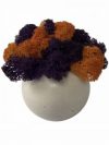 Кашпо из бетона Stone Product Sphere с оранжевым и фиолетовым мхом 80 х 65 мм Белое