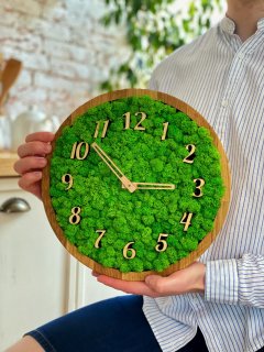 Часы настенные со стабилизированным мхом Woodhouse Clock Mirana декор для дома офиса 30 см