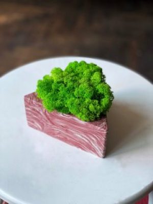 Кашпо со стабилизированным мхом Woodhouse Triangle pink декор для дома офиса