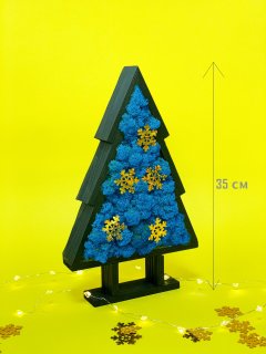 Декор елочка со стабилизированным мхом WoodHouse Christmas tree black синий деревянная елка