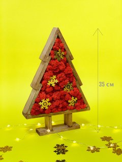 Декор елочка со стабилизированным мхом WoodHouse Christmas tree wooden красный деревянная елка