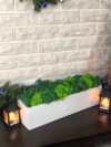 Декор деревянное белое кашпо со стабилизированным мхом микс зеленый салатовый 40*10 см