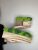Набор деревянные кубики 6.5*6.5 см и кашпо 30*7 см со стабилизированным мхом салатовый